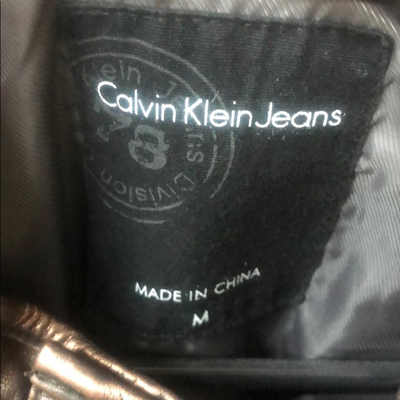 Calvin Klein Men’s Gold Leather Jacket Size M - Picture 7 of 7